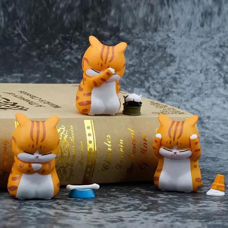 Kawaii Mini Thinking Cat Blind Box Orange Cat Figures Ornaments Mystery Box Office Desktop Computer Decor Toy Kids Birthday Gift