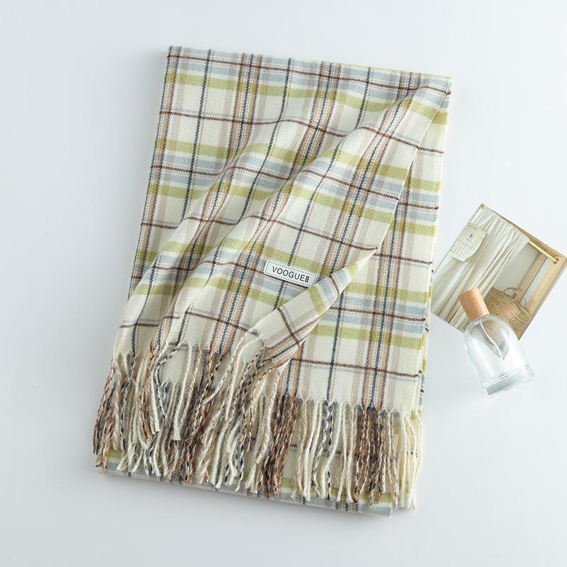 Damen High-End 2025 Karoschal: Imitation Kaschmir, Koreanischer Stil, Vielseitiger Herbst/Winter Warmer Nackenwärmer Schal.