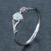 Cushion Cut Square Rainbow White Fire Opal Rings For Women Gold Horse Eye Zircon Charm Leaf Wedding Bands Party Jewelry CZ
