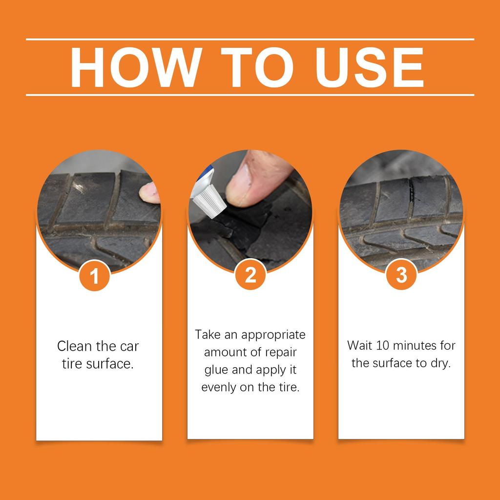 Homonth Car Tire Repair Gel Repair Car Tire Side Crack Scratch Daily Care Repair Gel