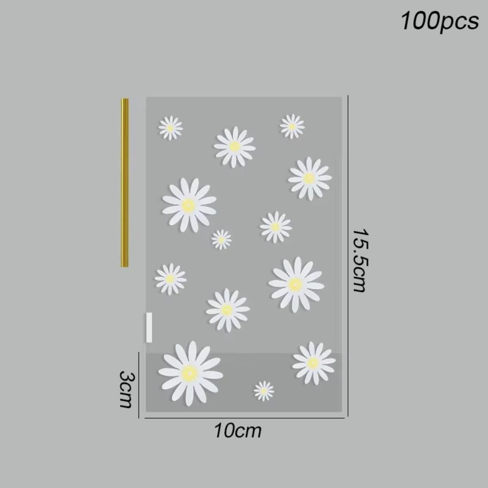 50/100pcs New 50/100pcs Candy Bag Daisy Food Grade Cookie Packaging Bag Transparent Disposable Gifts Wrapping Supplies