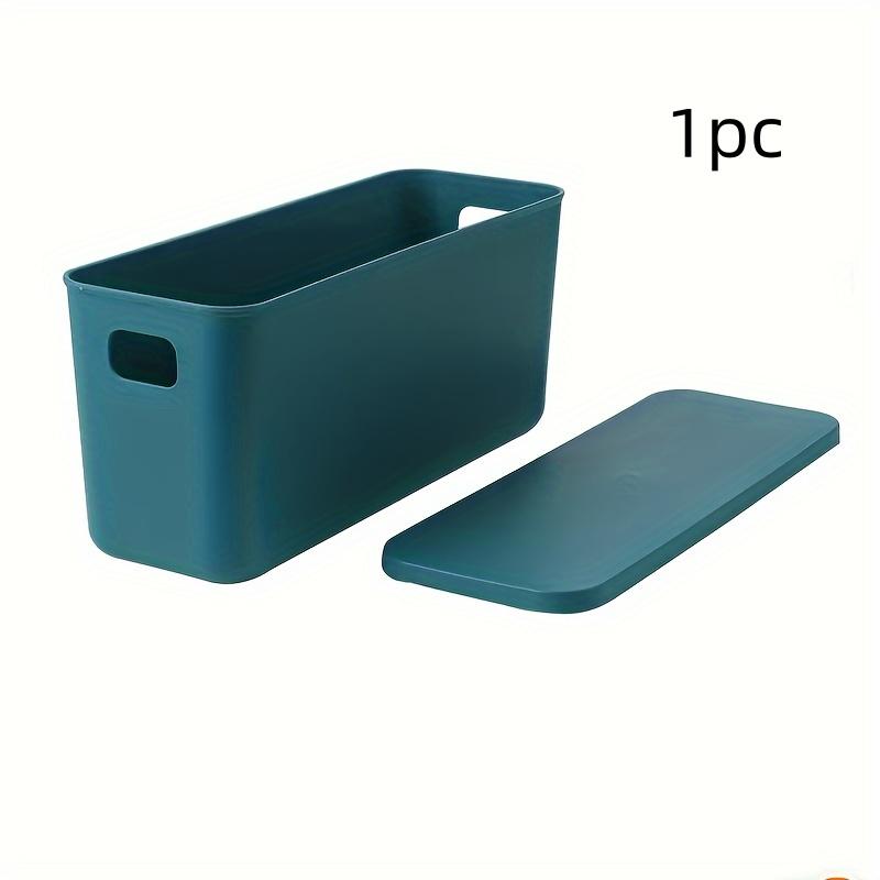 1Pc/Desktop Storage Box with Lid, Rectangular Plastic Storage Organizer, Household Miscellaneous Storage Basket