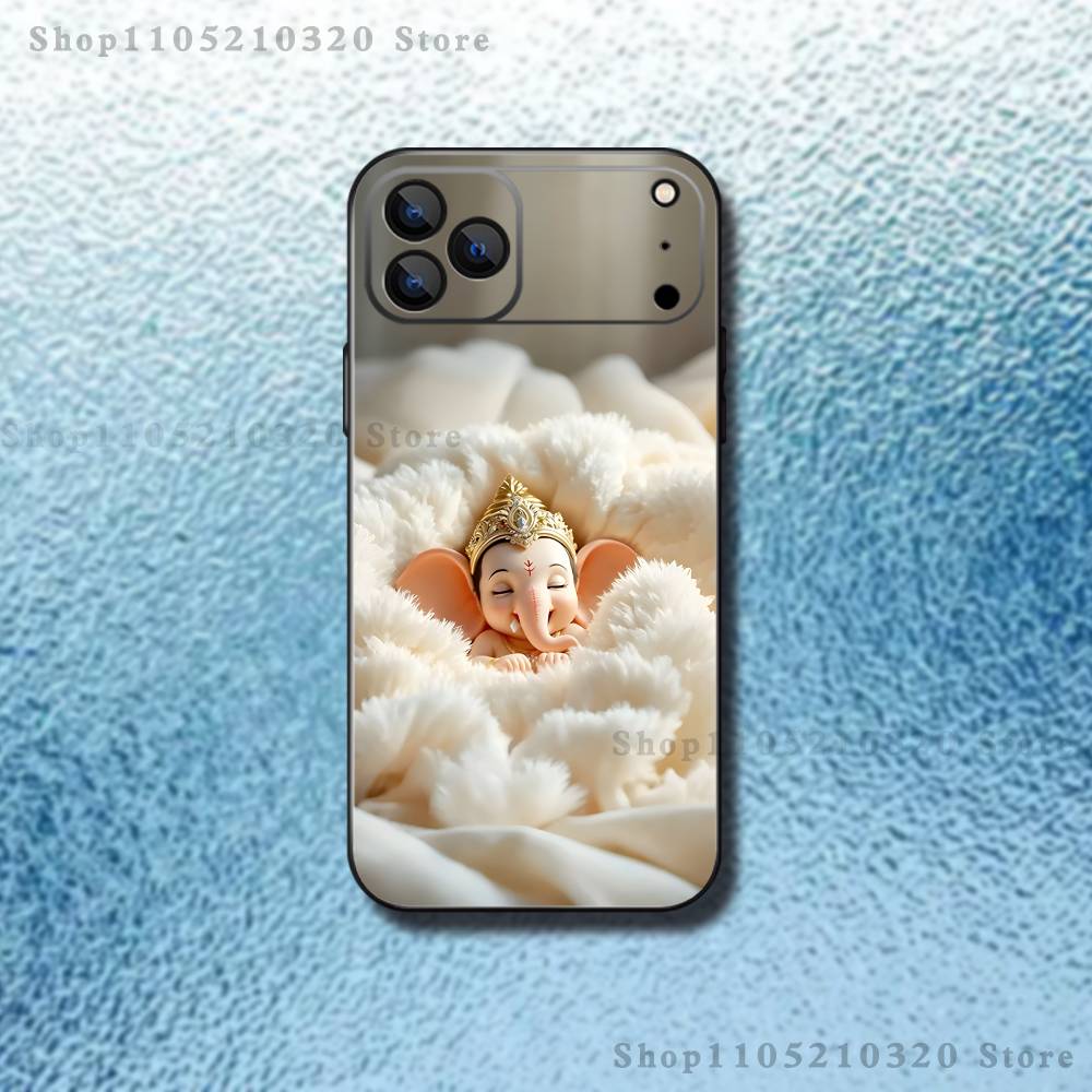 

Ganesh Elephant God Phone Case For iPhone 17,16,15,14,13,12,11,Pro,Max,Plus,E,Air,Mini Protective Black Cover iPhone16pro