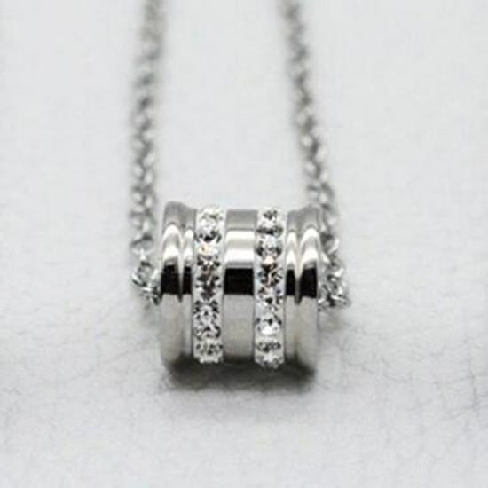 Korean Style Personalized Titanium Steel Couple Pendant Necklace with Crystals