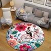 Bohemian Round Skull Multicolor Area Rug, Non-Slip Floor Mat for Kitchen