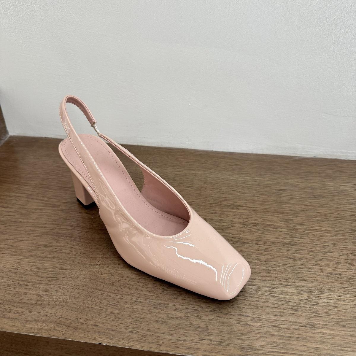 2025 spring new French thick heel high heels bag head sandals with skirt women s fashion sandals 35