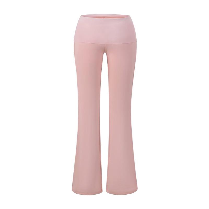 Korean Elegant Patchwork Mesh Flare Yoga Pants - Women's Retro Slimming Two-Piece Drape Design