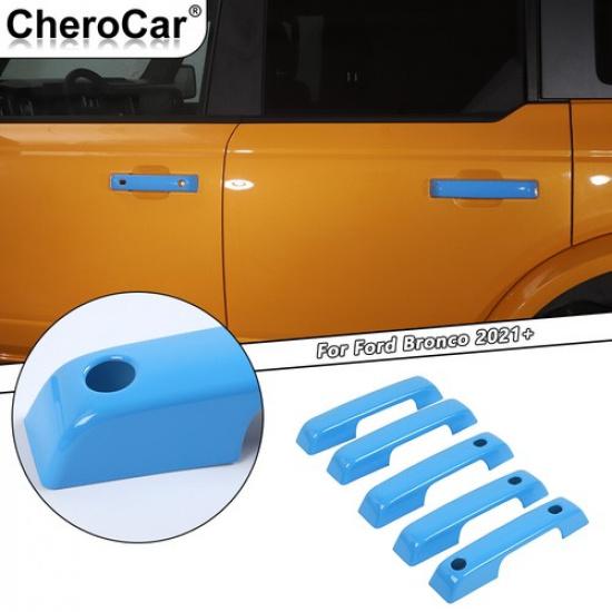 For Ford Bronco -2025 Exterior Door Handle Decor Cover Trim Light Blue 5pcs