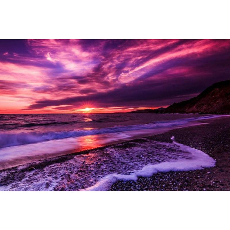 DCIDBEI Diamond Painting Kit 40x50cm - Tramonto Spiaggia Con Paesaggio E Oche Selvatiche - 5D Tela Rotonda Per Adulti E Bambini