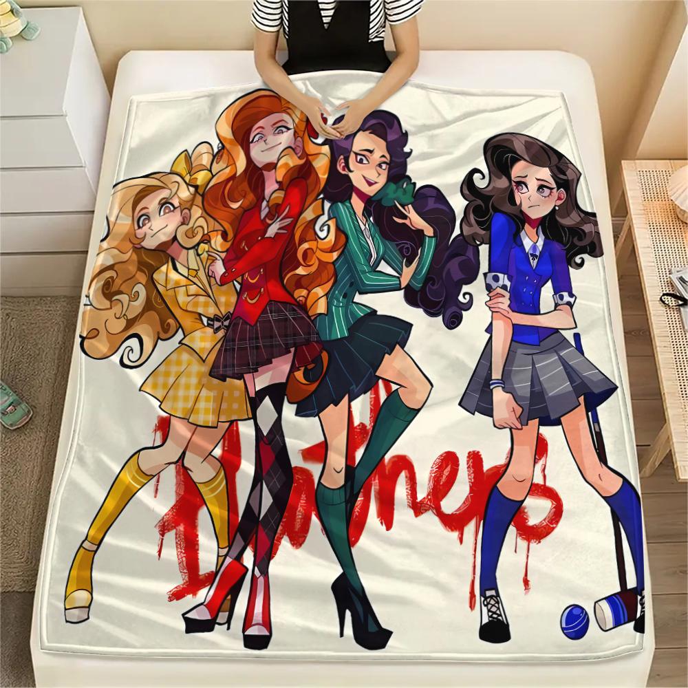 1PC Heathers Print Flannel Blanket, High quality All Seasons, Home Decor, Warmth and Comfort, Perfect for Christmas Gifts