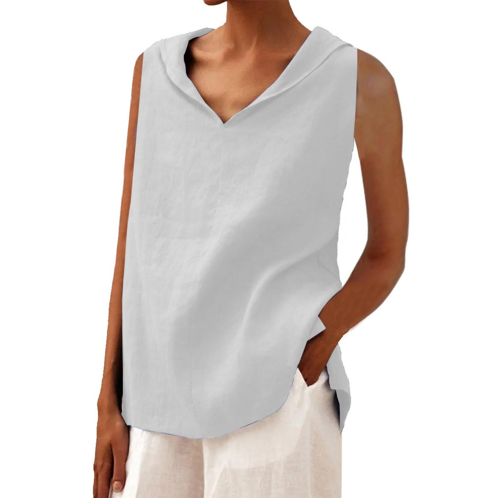 

Женский однотонный жилет из хлопка и льна с V-образным вырезом и свободными лацканами без рукавов XXL