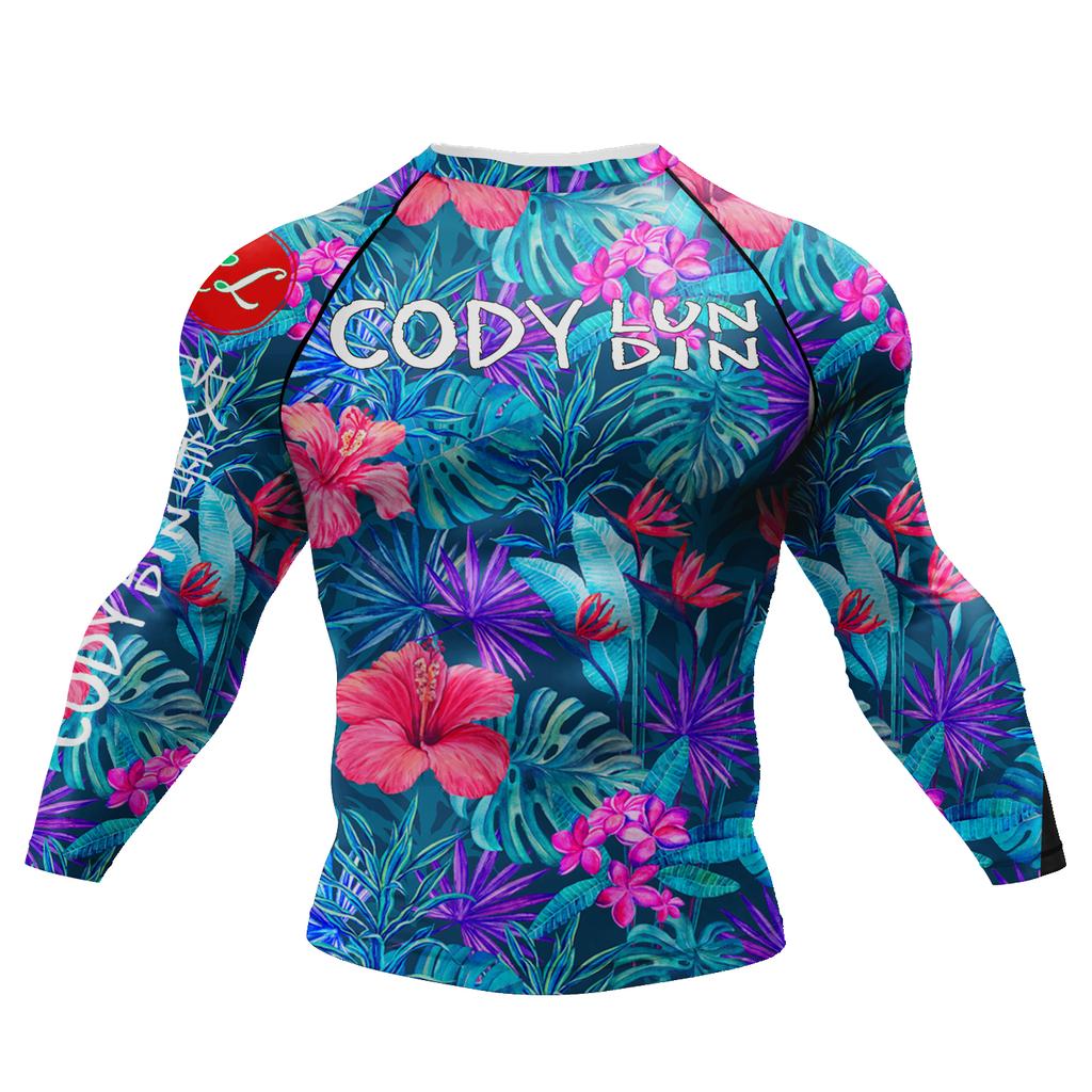 T-shirt de compression pour homme Cody Lundin Tattoo pour la salle de sport Masculin Sublimation Manches longues Rashguard BJJ Jiu Jitsu Boxe Maillot Personnalisé