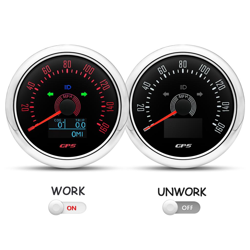 Waterproof Digital 85MM GPS Speedometer With GPS Antenna 0-160MPH 0-200KMH 7 Colors LED Backlight Odometer Gauge for 12V24V