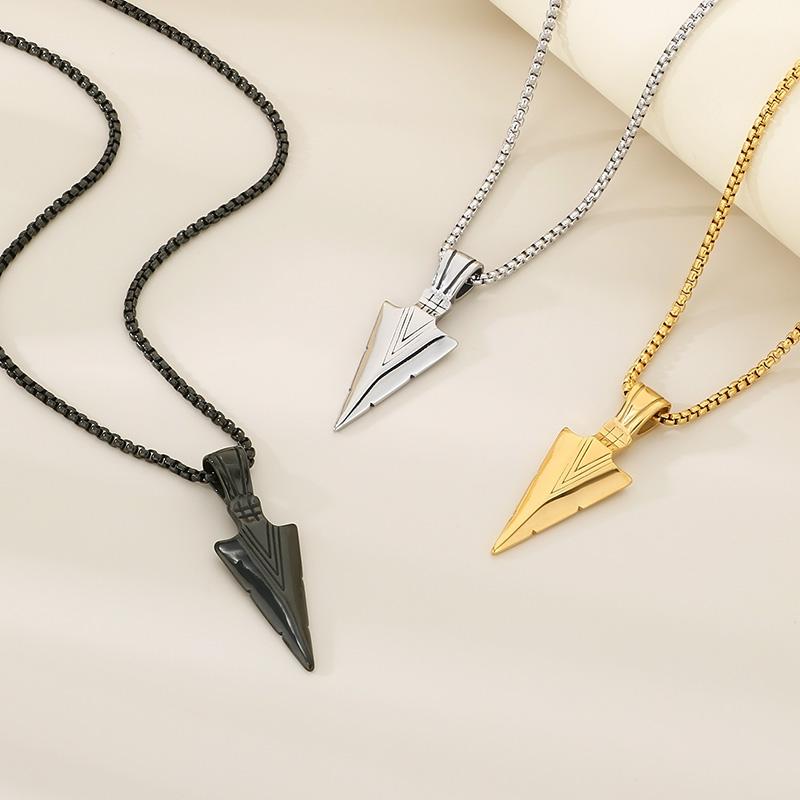 Personalized Stainless Steel Spearhead Pendant Necklace for Men Women Hip Hop Gold Color Long Accessories Rock Trend Jewelry