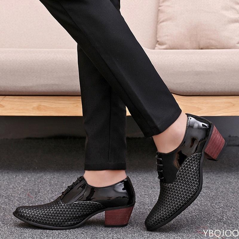 Fashion New Men White Formal Shoes High Heels Oxfords Soft Mocassin Homme Chaussure Height Increase Dress Driving Boat Shoes Gommino