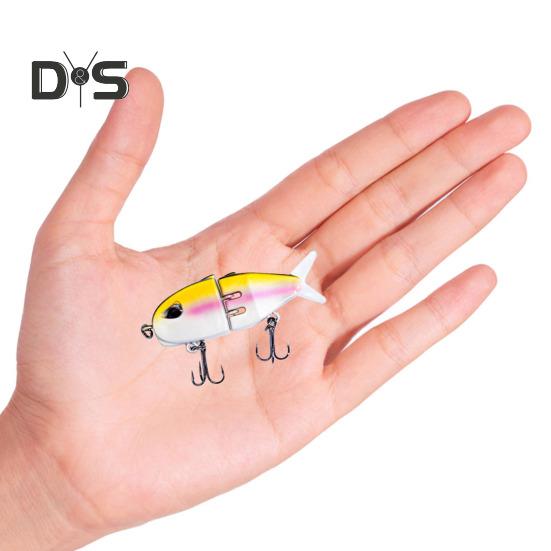 6CM/6.5G Multi-Jointed Fishing Lure with Hooks Realistic 2-Section Swimbait Plastic Artificial Bait Freshwater Saltwater Bass Trout Pike Fishing