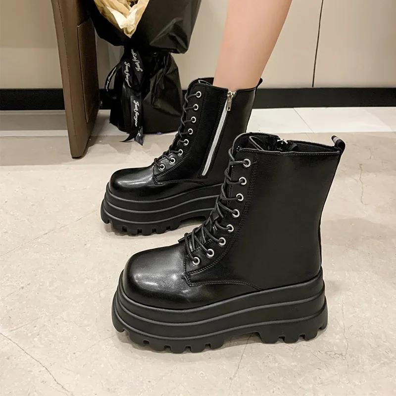 Fashion Side Zipper Large Size Thick-soled Short Boot Women's 2025 Spring and Autumn New European and American Fashion Boots