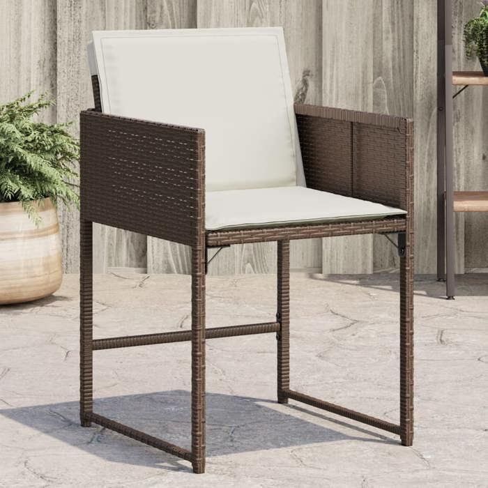 VidaXL Garden Chairs with Cushions Set of 4 Brown Wicker 4007478