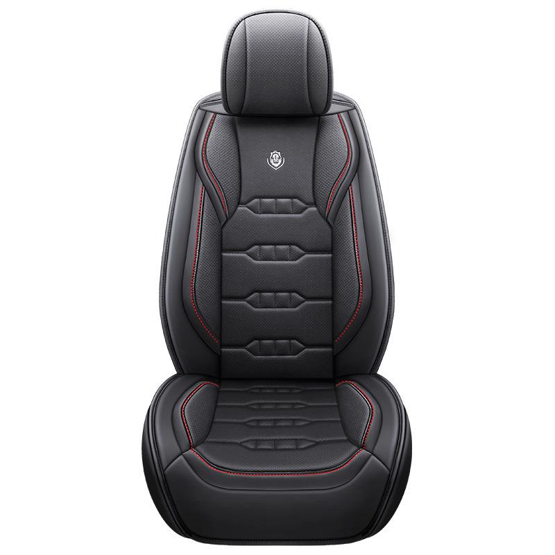 

1 шт. Полностью кожаная подушка для автомобильного сиденья, полностью закрытый дышащий чехол для сиденья, перфорированная кожа наппа, одинарный лист, всесезонная совместимая подкладка 1PC чёрный