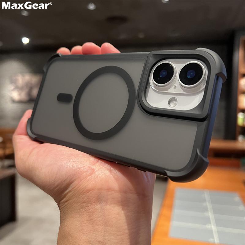 Matte Armor Airbag Shockproof Plain Phone Case For iPhone 16 15 14 13 12 Pro Max 11 Magnetic For Magsafe Wireless Charge Cover