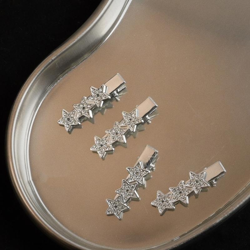 Teens Girl Hair Clip Diamond Star Shape Hair Barrettes for Summer Bangs Wear