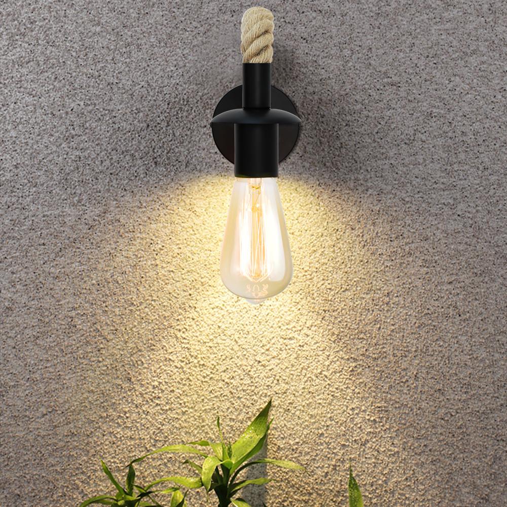 Retro Hemp Rope Industrial Loft Wall Lamp Vintage Decor Wall Light Fixtures For Living Room Indoor Sconces Lighting