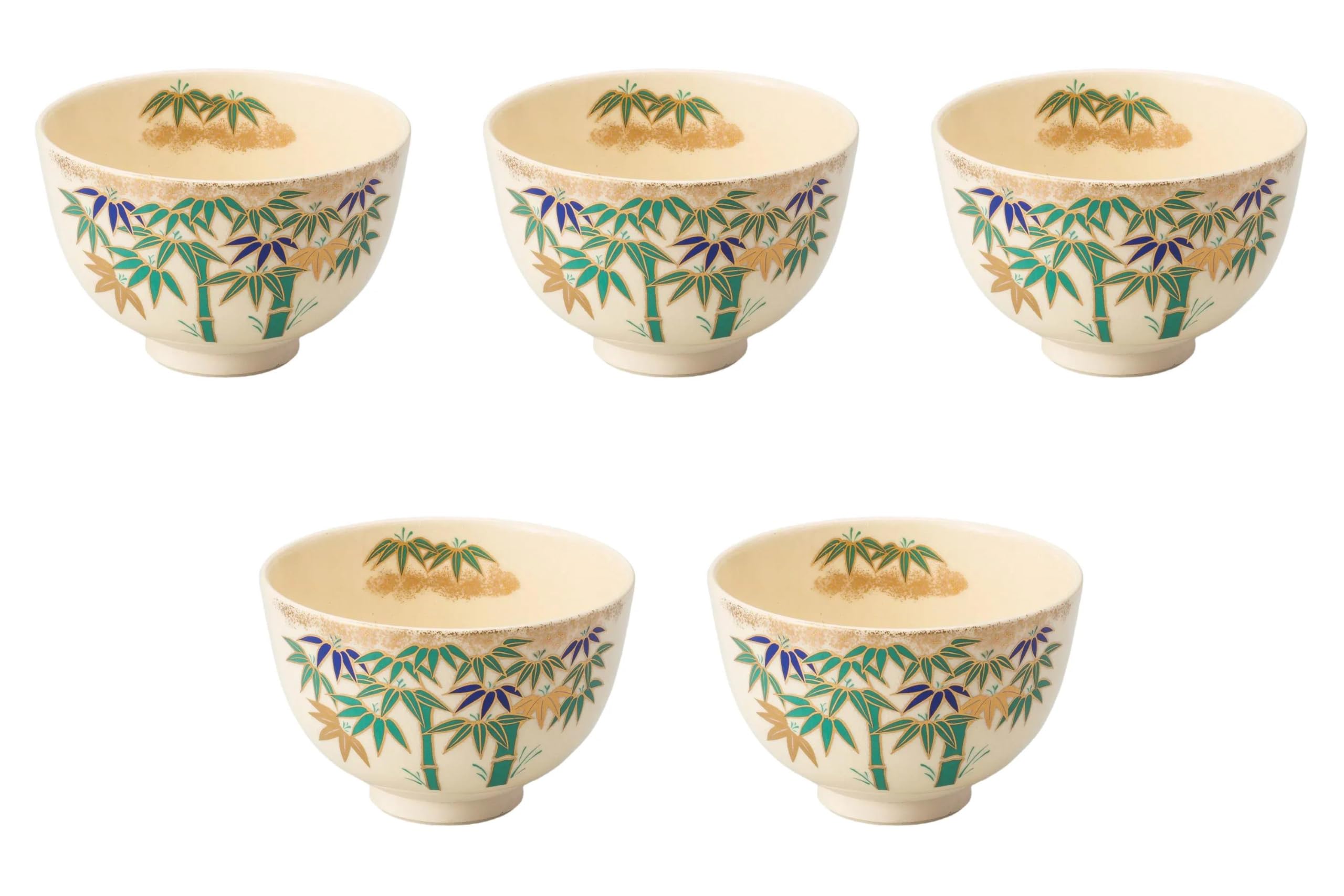 

Set of 5 Ninsei Green Bamboo Matcha Bowls x Matcha Bowls Setomonohonpo [12 7.5cm]