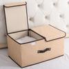 Foldable Cotton & Linen Large Storage Box with Double Lid for Miscellaneous Items and Underwear.
