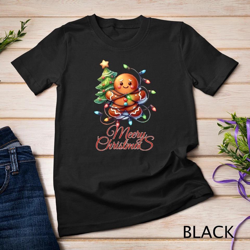 Adorable Gingerbread Celebrating Christmas #2 Funny Christmas Unisex T-shirt 2 2XL