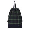 Colorful Candy Style 3-Piece Drawstring Bag Set (Gym Bag, Lunch Bag, and Cup Bag) In Tartan Check and Dark Green. Perfect for Kids, Kindergarten and