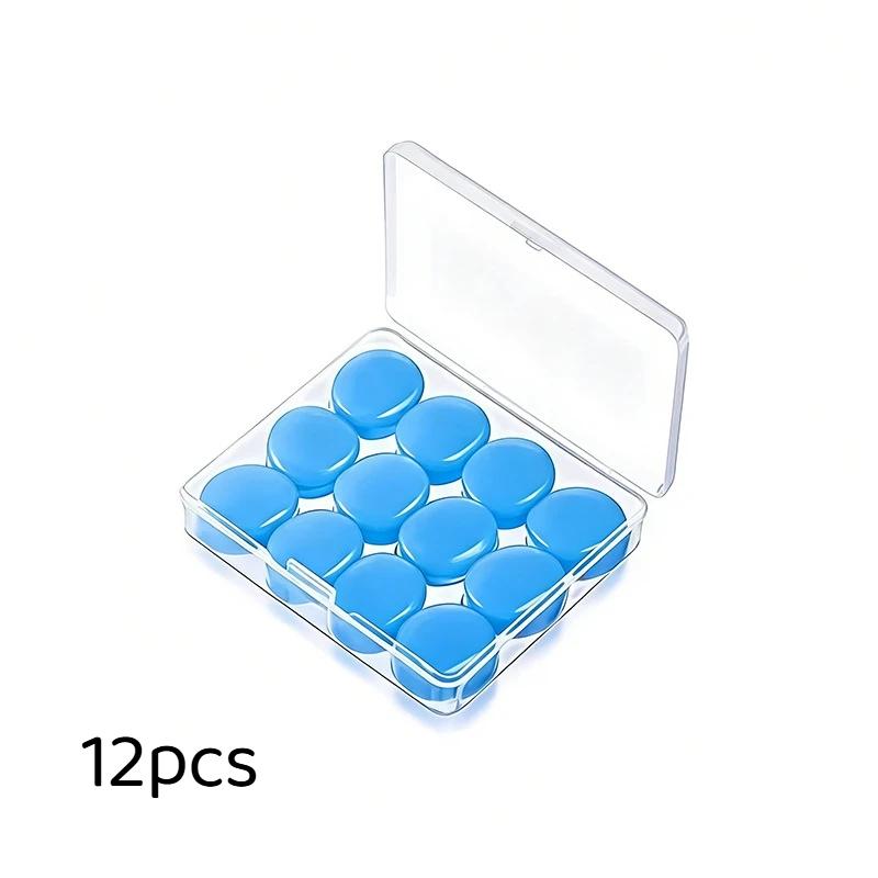 12Pcs/Box Reusable Earplugs Silicone Ear Plugs For Sleeping Swimming Traveling Studying Noise Reduction Flexible Ear Plugs