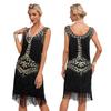 Vintage Gatsby Ball Gown, Round Neck Sequin Embroidered  Suspenders Large Size Dress
