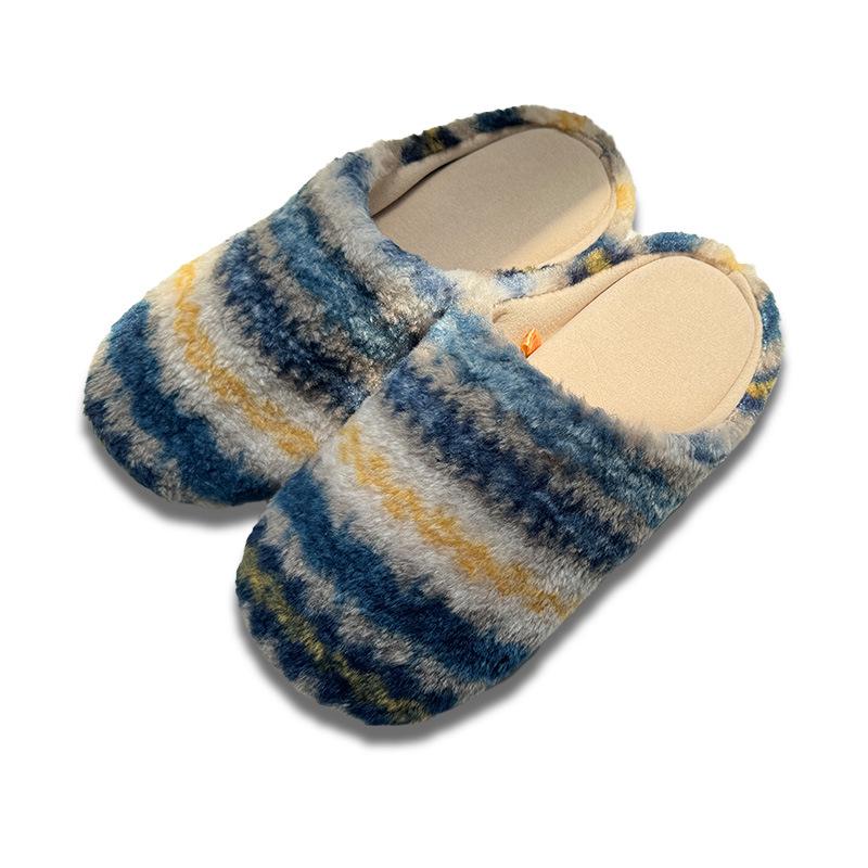 

Women’s & Men’s Retro Plaid Cotton Slippers: Cozy, Plush, Thick Sole, Silent Warmth for Autumn/Winter Indoors. 42-43
