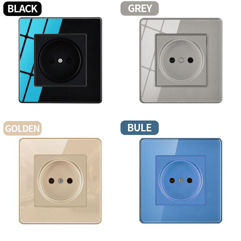 Tempered Glass Wall Switch Socket EU UK US FR RU Standard 86x86mm Crystal Panel 1/2/3/4 Gang USB RJ45 TV Power Outlet Panel Kit