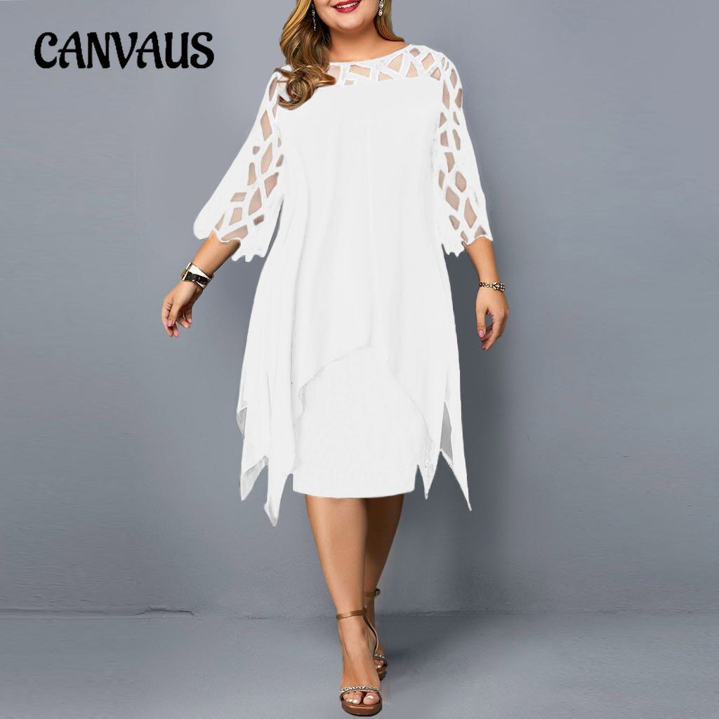 

Летнее женское кружевное платье с асимметричным подолом L белый