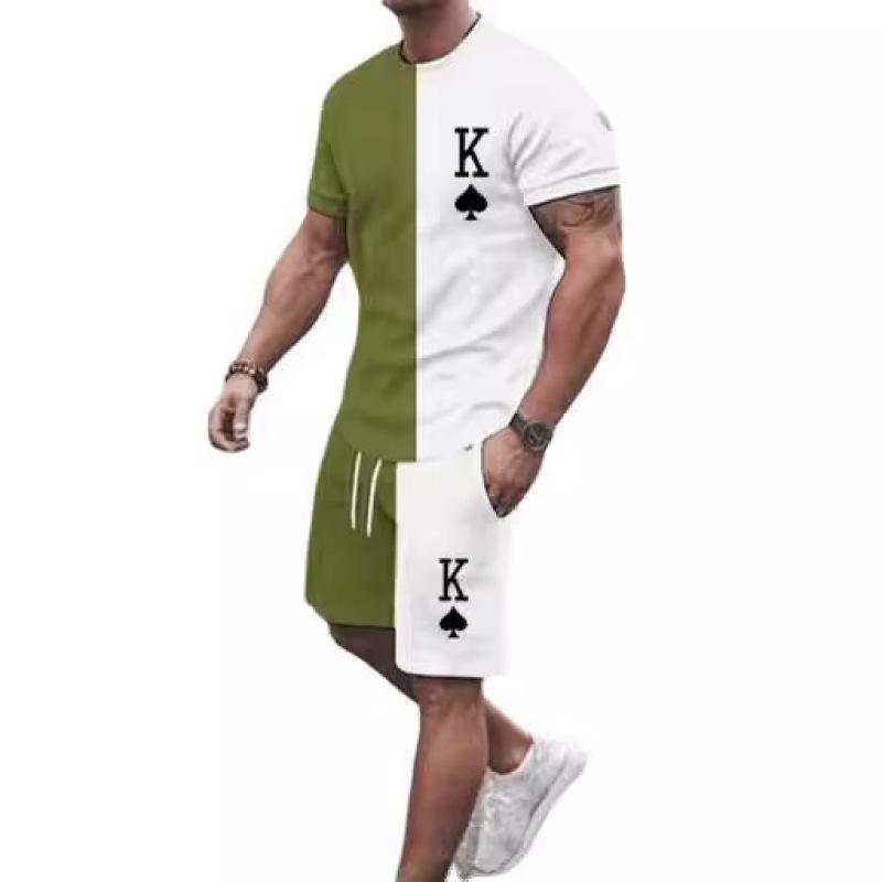 

Летняя мода повседневный мужской спортивный костюм комплект из 2 предметов спортивный костюм мужская свободная одежда уличная одежда футболки с 3D-принтом шорты костюм S