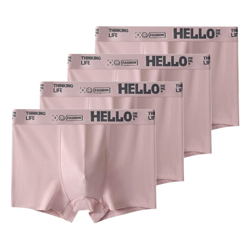 4Pcs Men's Underwear Comfortable Boxer Briefs Teenager Undershorts Breathable Antibacterial Shorts