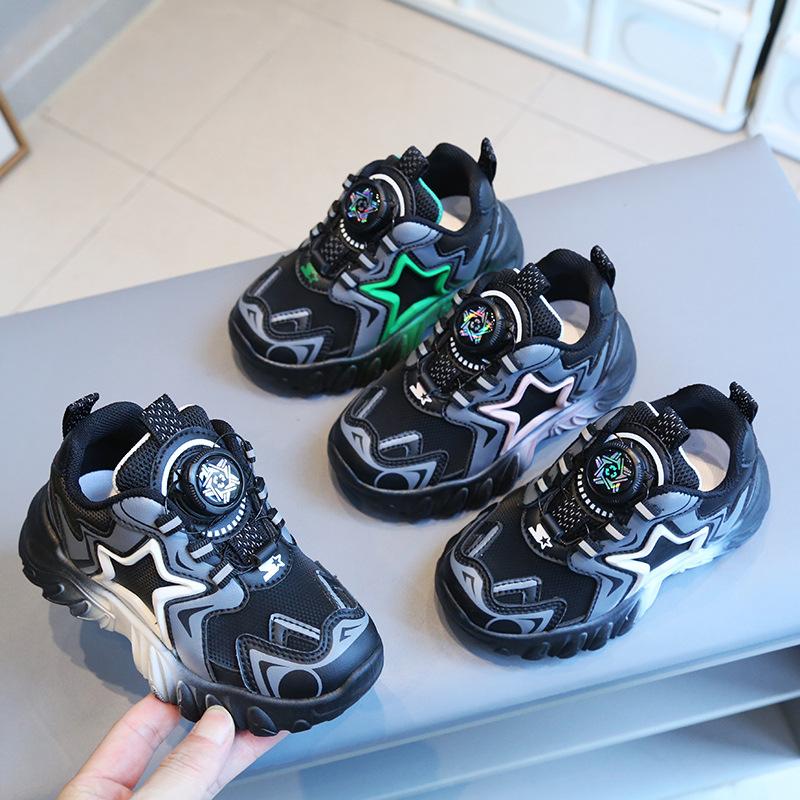 Children's Sports Shoes Spring and Autumn Boys' Dad Shoes Rotating Button Girls' Casual Shoes Internet Famous Soft Soled Baby Shoes