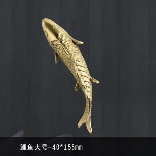 For Gold Wall Decoration Metal Hollow Out Coral Leaf Fish Pond Goldfish Background Hanging Copper Pendant Home