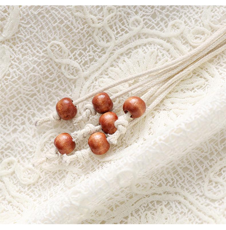 Nanyou Elegant Handmade Shell V-neck Embroidered Sleeveless Dress - Summer Vacation Style