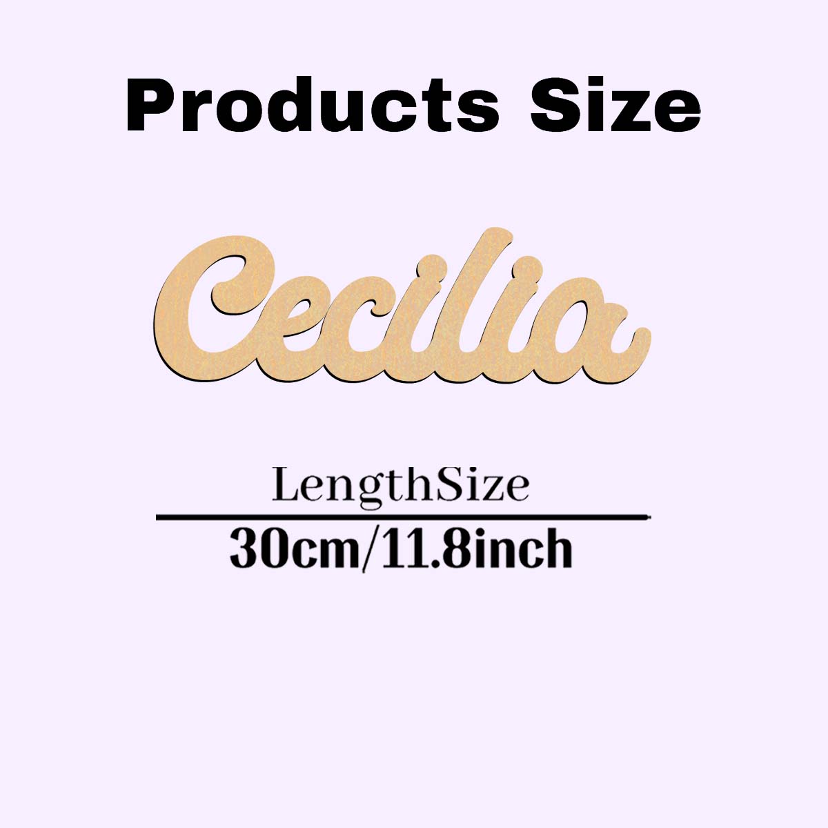 

1pc Creative Cecilia example Custom Name Wooden Decor Wood Material Laser-Cut Sign Vertical Orientation Door Hanging Decor S30cmLength