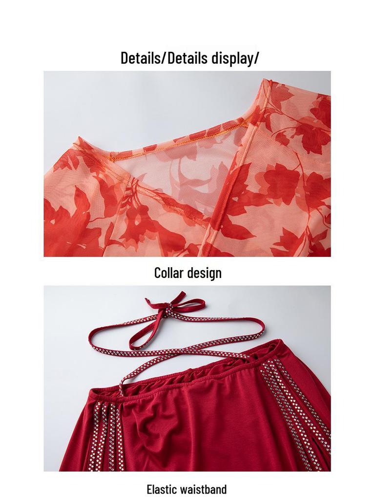 Huayu Sexy Belly Dance Slit Skirt Set – Women's Oriental Performance & Practice Outfit