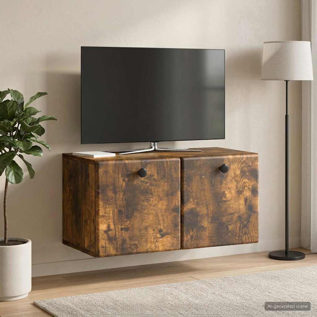 Wall Mounted TV Cabinet 59.5 x 31 x 30 cm Smoked Oak