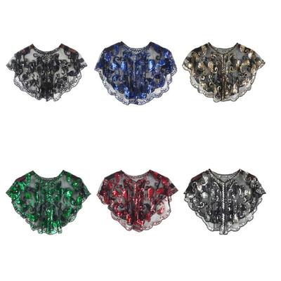 Short Mesh Shawl For Formal Clothes Feature Secure Sequins Detail Soft Polyester Cover Up Easy To Fold And Carry