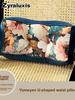Women's Velvet Sofa Pillow with Floral Tie Dye Pattern for Living Room Bedroom Decor
