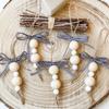 Christmas Christmas Ornaments Plaid Ribbon Wooden Beads Minimalist Style Bag Pendant Farm Style 15cm