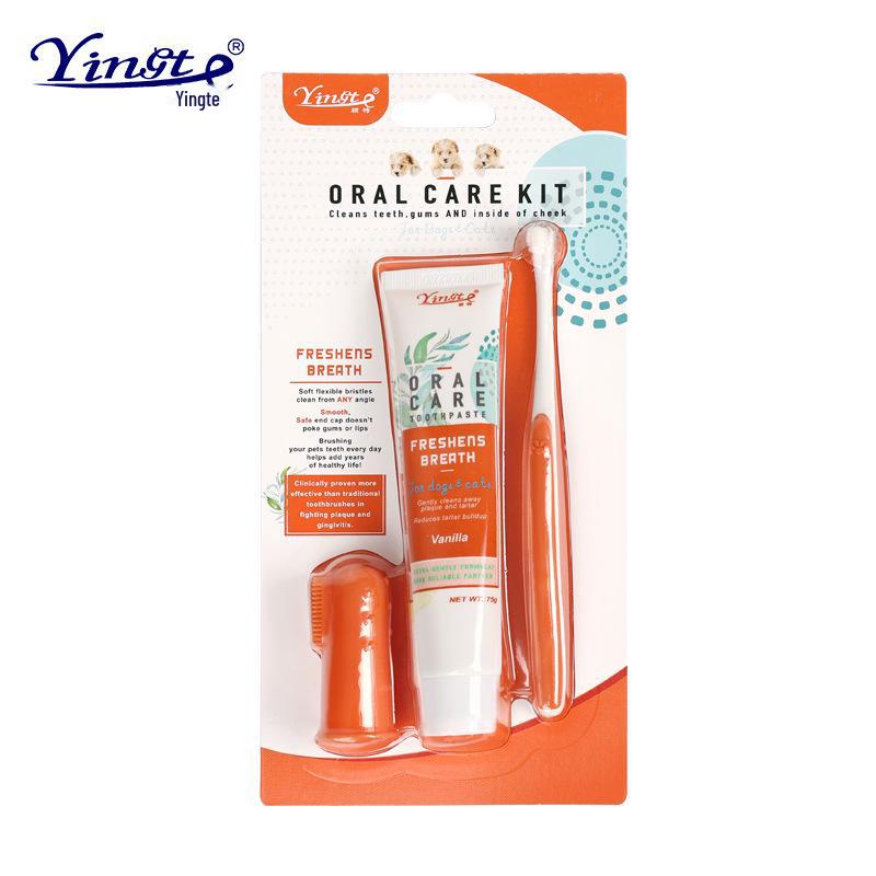 Pet Toothbrush & Toothpaste Set for Dogs & Cats - Oral Cleaning Supplies