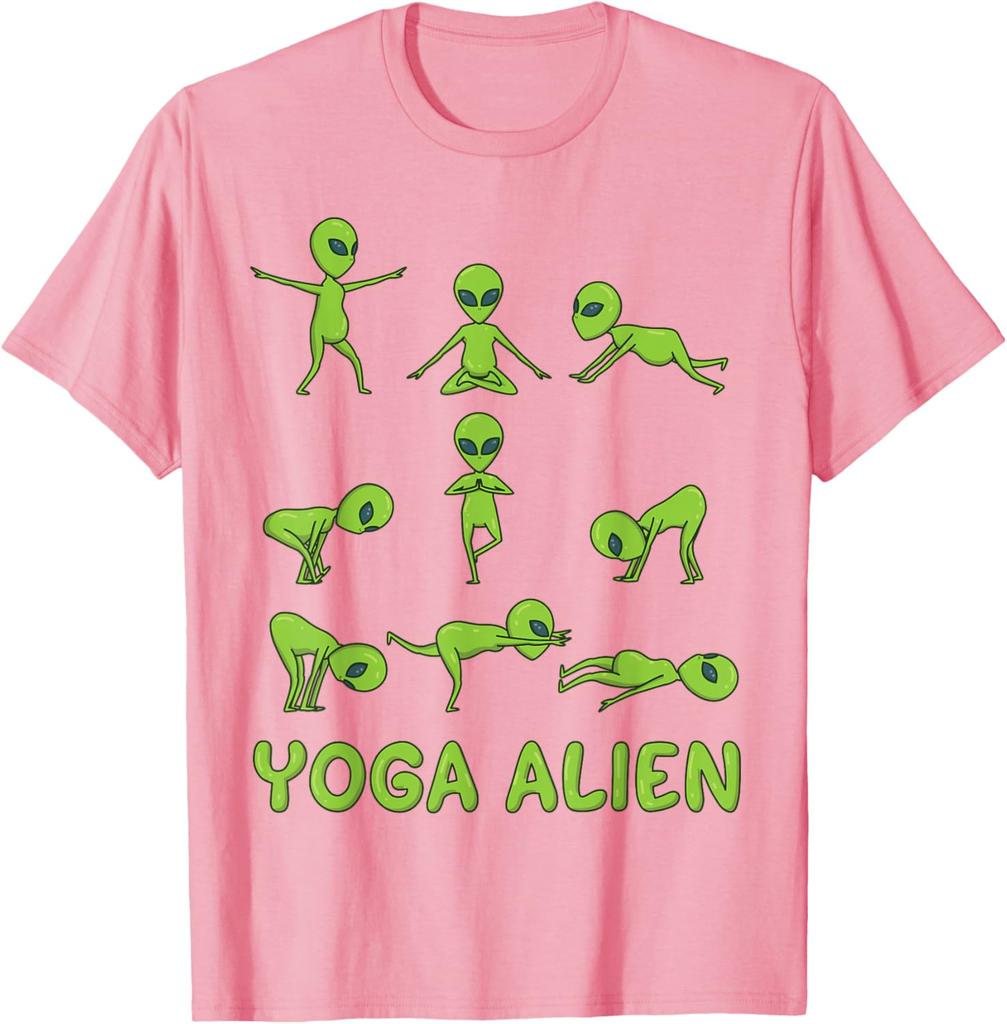 Yoga Alien Grafik T-Shirt Grüner Mann Posen Meditation Fitness Liebhaber Kurzarm T-Shirt
