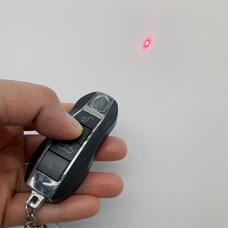 Innovative Electric Shock Prank Toy Keychain Man Simulated Car Key Model Halloween Gift Remote Control Led Laser Pendant
