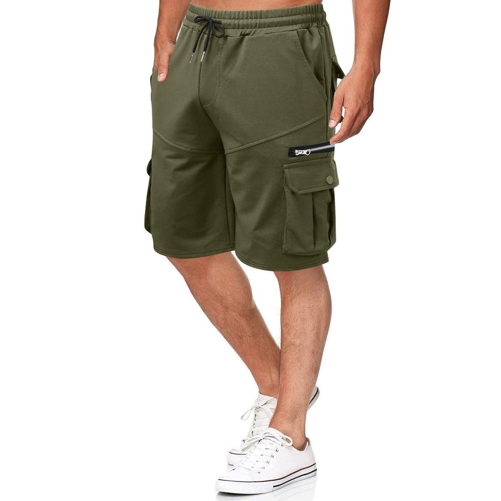 Pantaloncini da lavoro estivi da uomo Pantaloni larghi casual a cinque punti Pantaloncini da jogging da uomo con cerniera multitasche